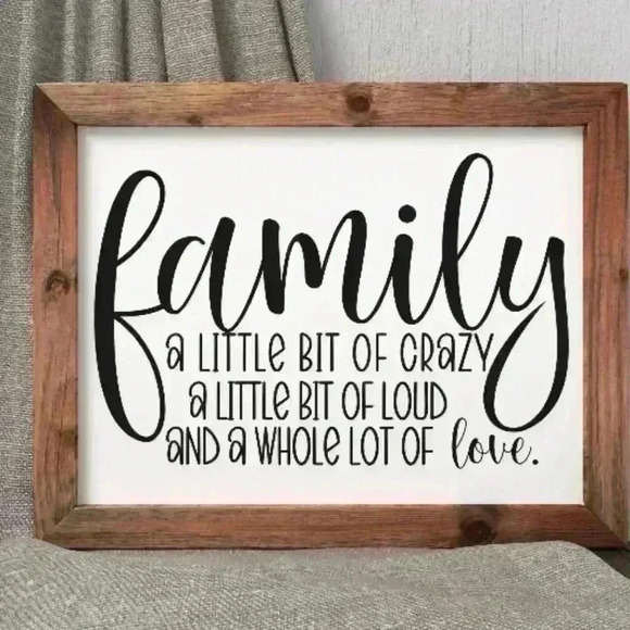 Family canvas sign framed bought from Etsy. White with black writing. - Picture 1 of 6
